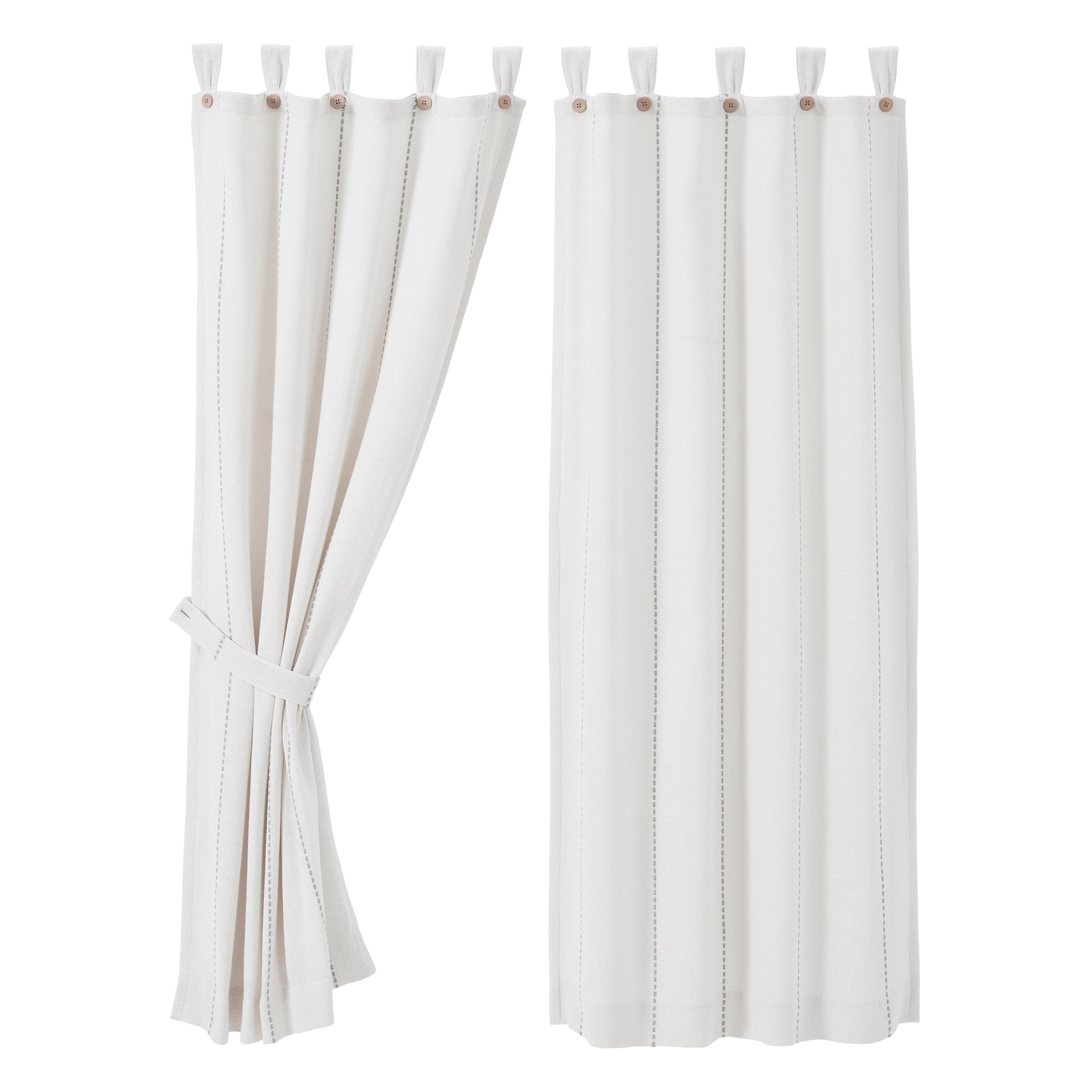 Stitched Burlap White Short Panel Curtain Set of 2 63x36 VHC Brands