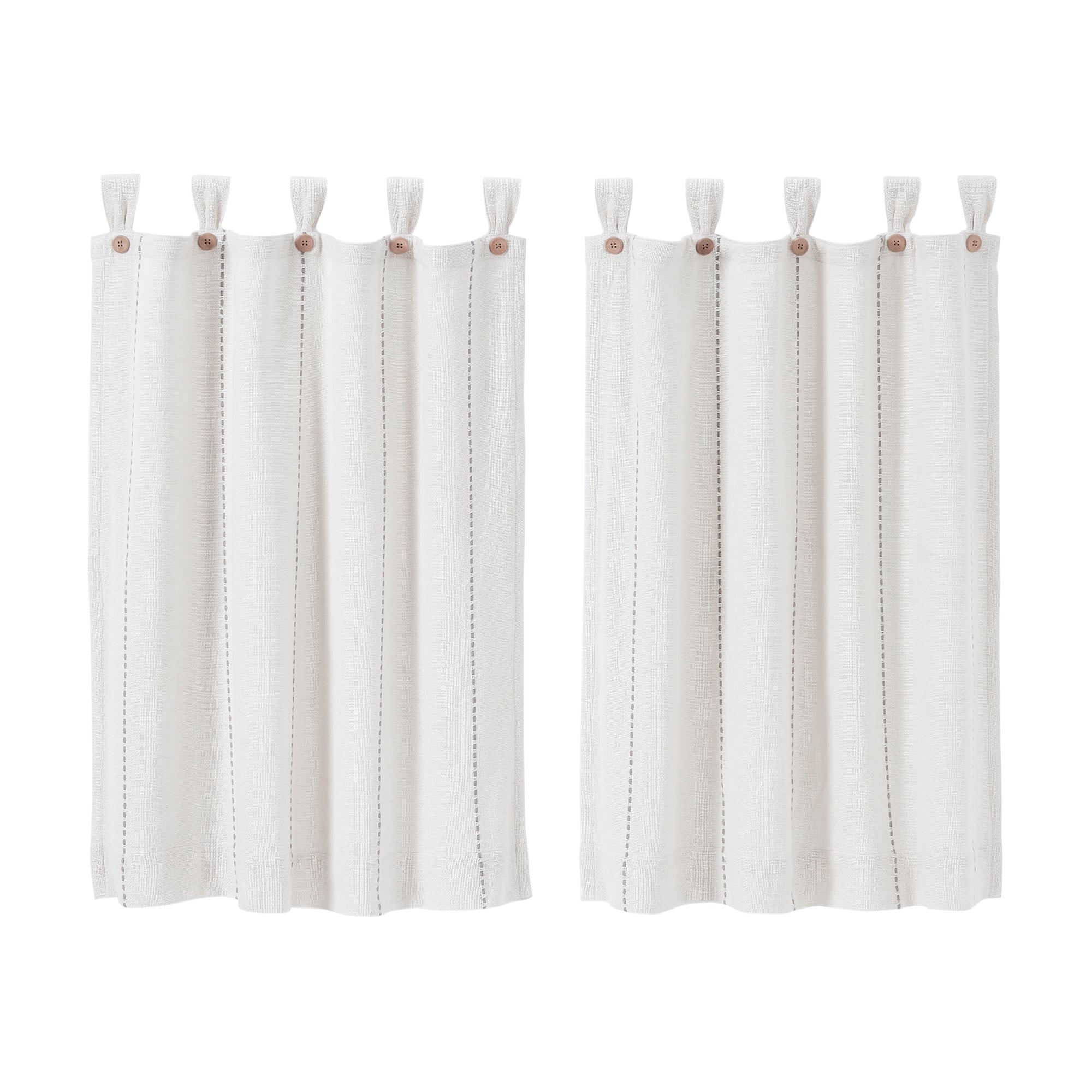 Stitched Burlap White Tier Curtain Set of 2 L36xW36