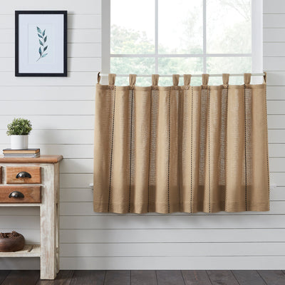 Stitched Burlap Natural Tier Curtain Set of 2 L36xW36