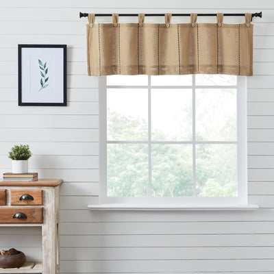 Stitched Burlap Natural Valance Curtain 16x60 VHC Brands