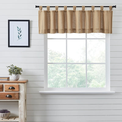 Stitched Burlap Natural Valance Curtain 16x72 VHC Brands