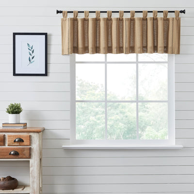 Stitched Burlap Natural Valance Curtain 16x90 VHC Brands