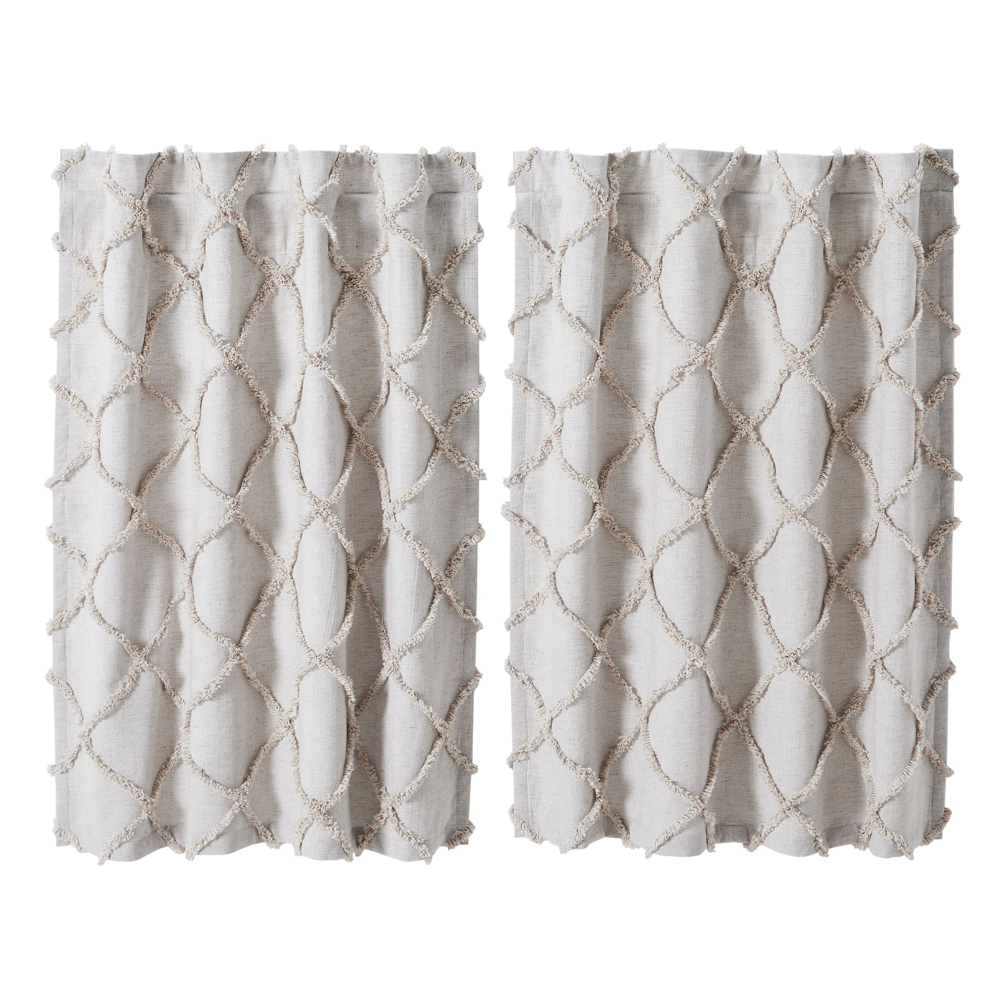 Frayed Lattice Oatmeal Tier Curtain Set of 2 L36xW36 VHC Brands