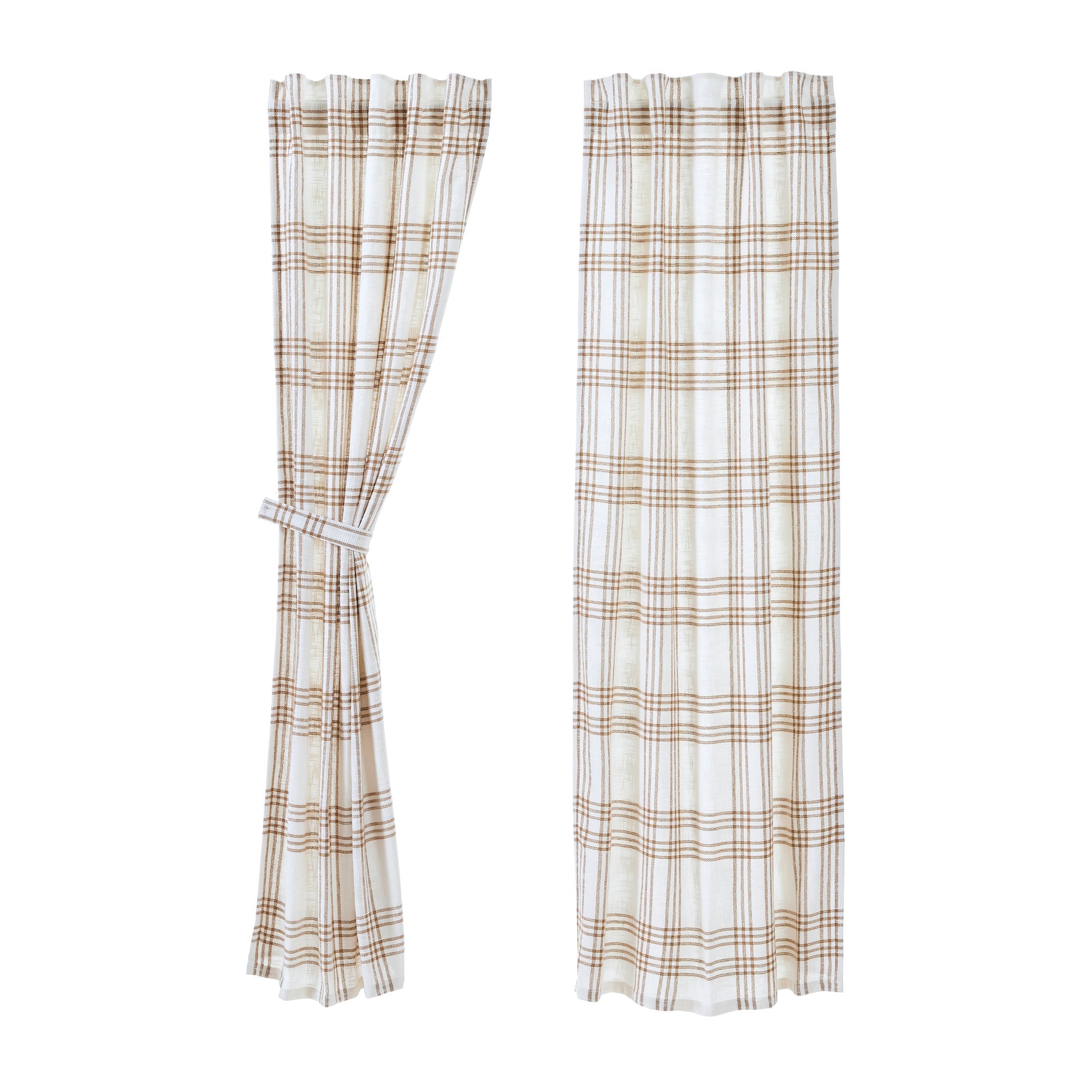Wheat Plaid Panel Curtain Set of 2 84x40 VHC Brands