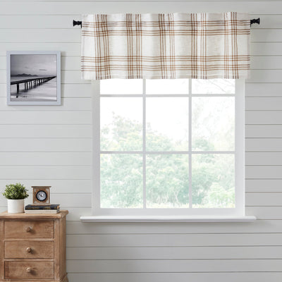 Wheat Plaid Valance Curtain 19x60 VHC Brands