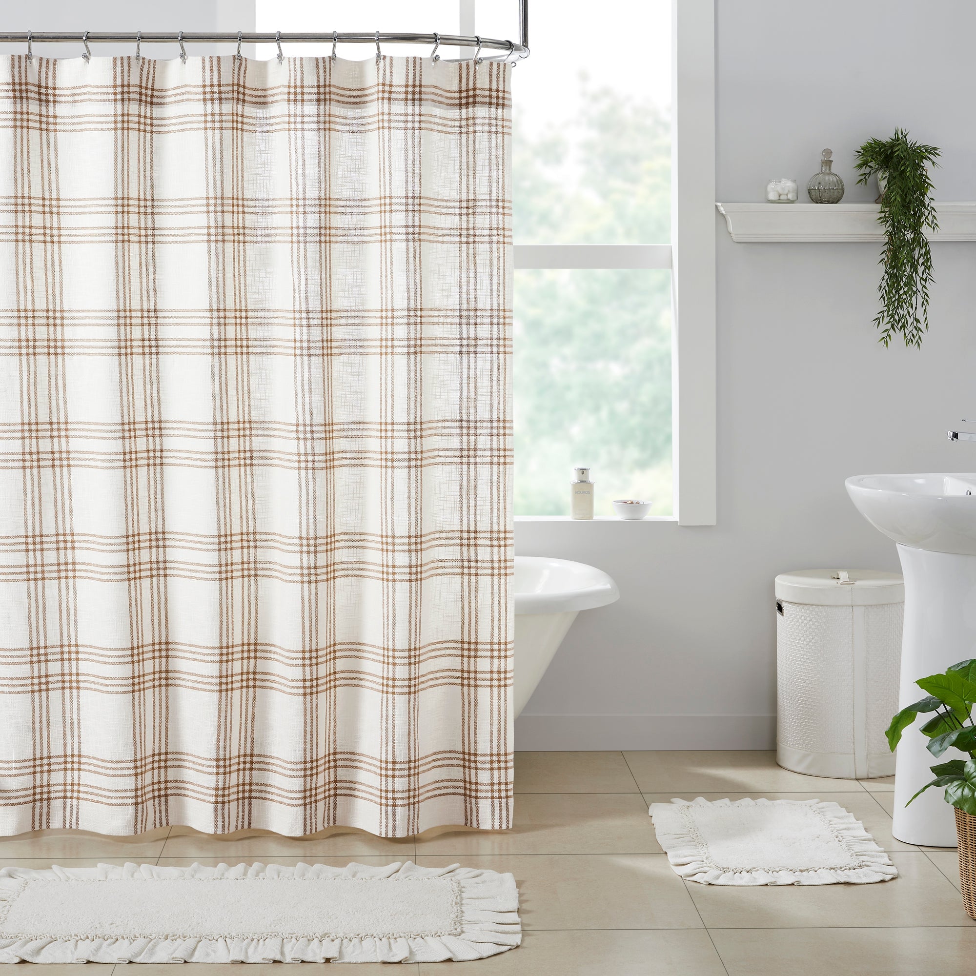 Wheat Plaid Shower Curtain 72x72 VHC Brands