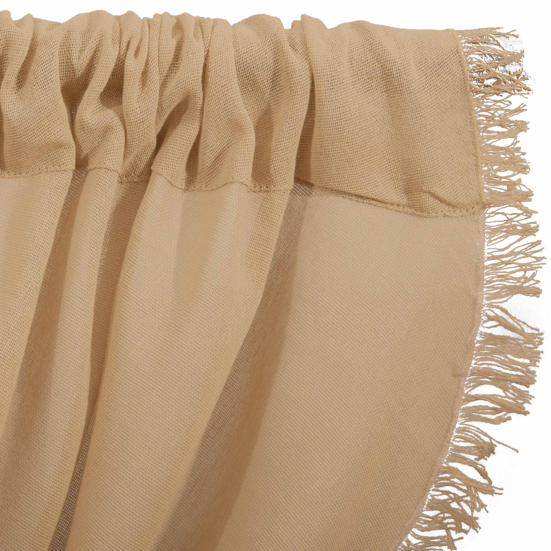 Tobacco Cloth Khaki Balloon Valance Curtain Fringed 15x60 - The Fox Decor