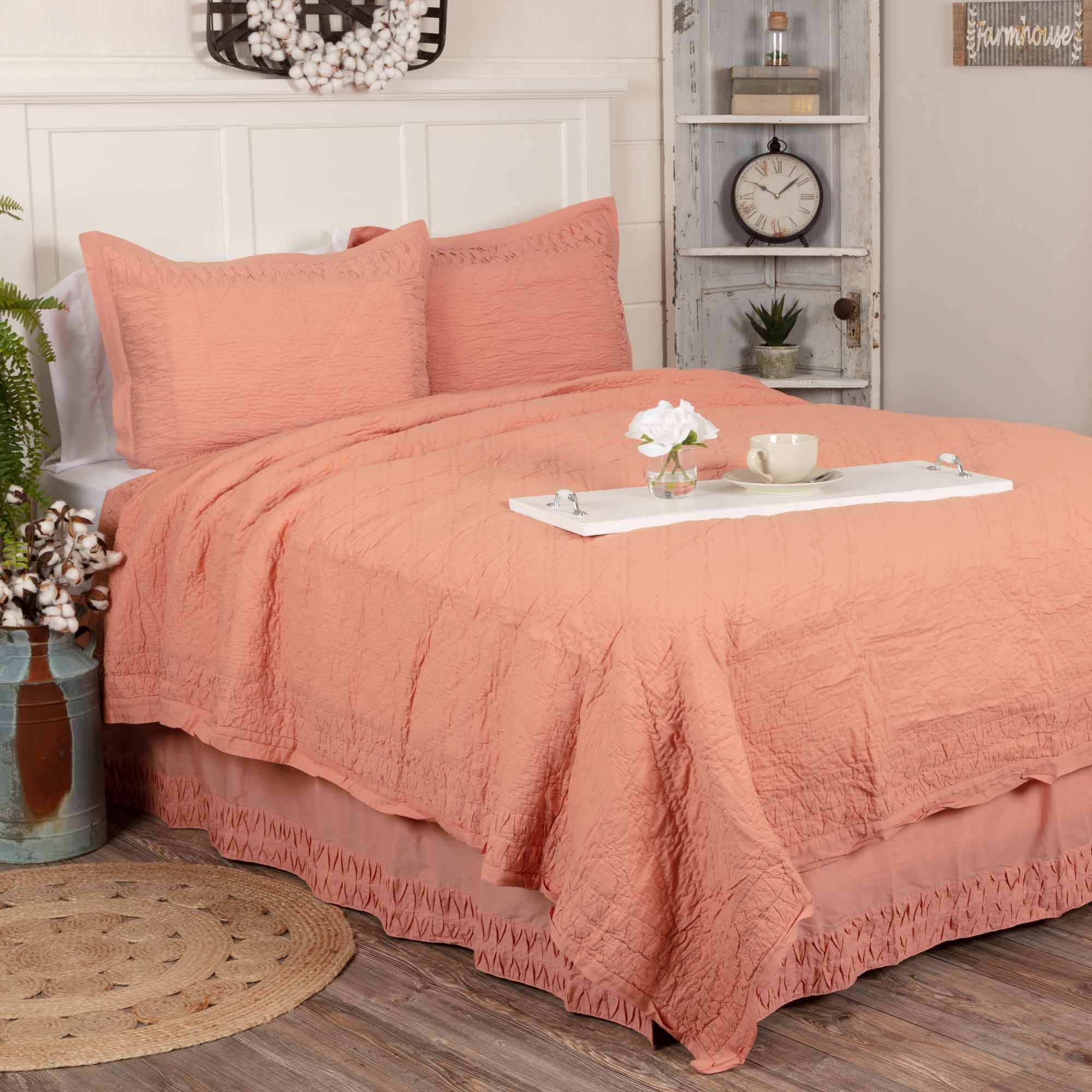 Adelia Apricot Twin Quilt 68Wx86L VHC Brands