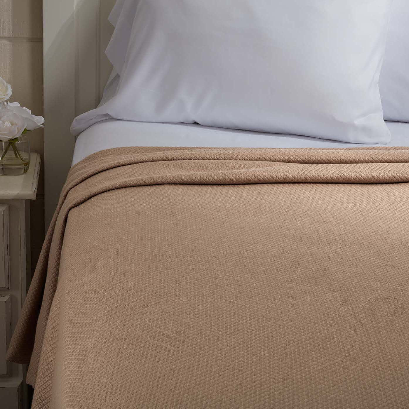 Serenity Tan Twin Cotton Woven Blanket 90"x62" VHC Brands