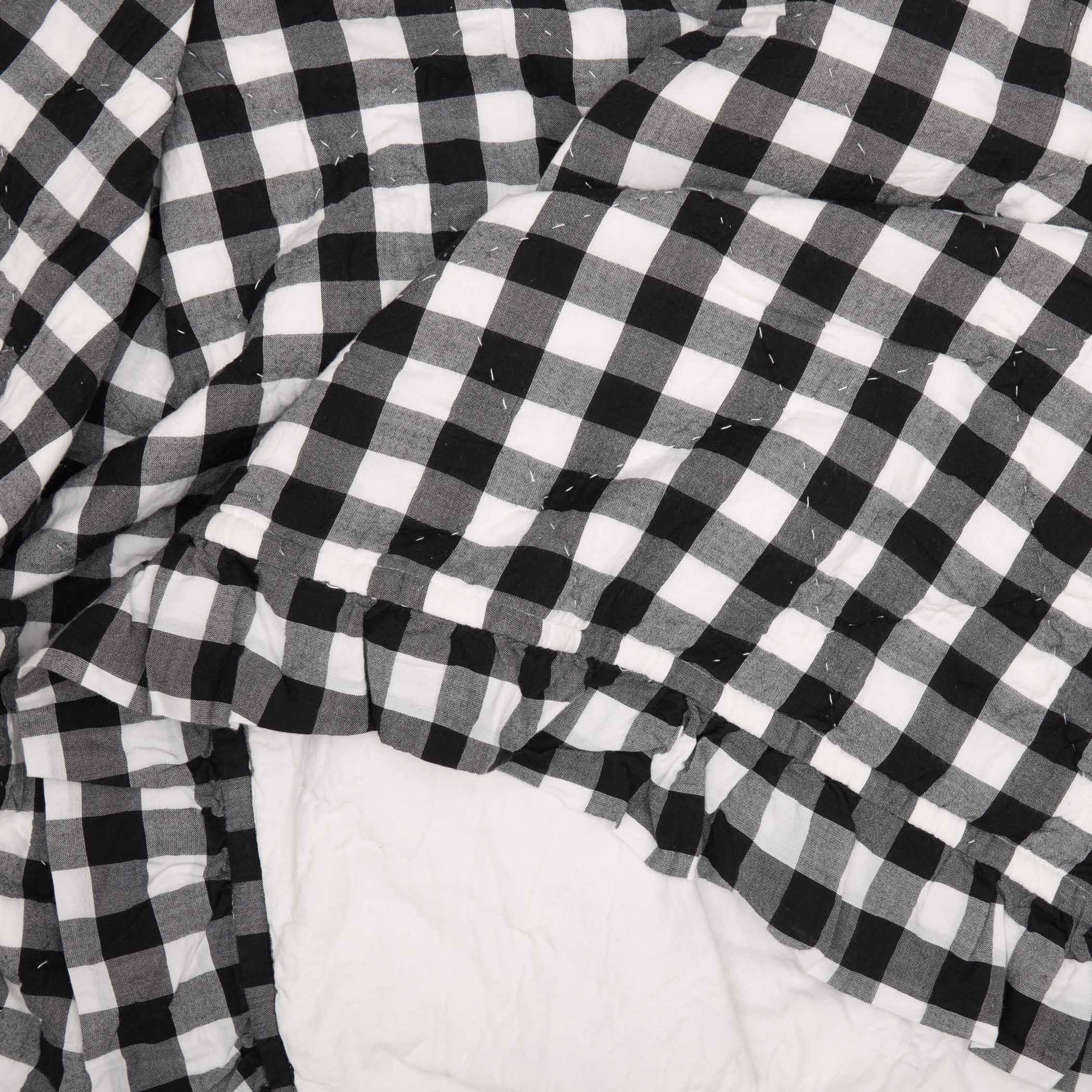 Annie Buffalo Black Check Ruffled Quilt Coverlet VHC Brands
