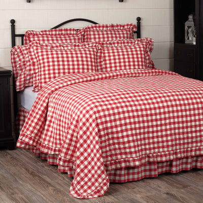 Annie Buffalo Red Check Ruffled Quilt Coverlet VHC Brands