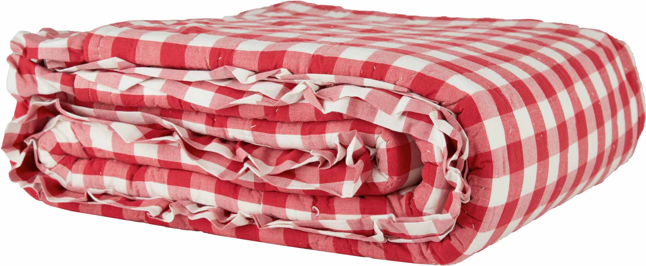 Annie Buffalo Red Check Ruffled Quilt Coverlet VHC Brands