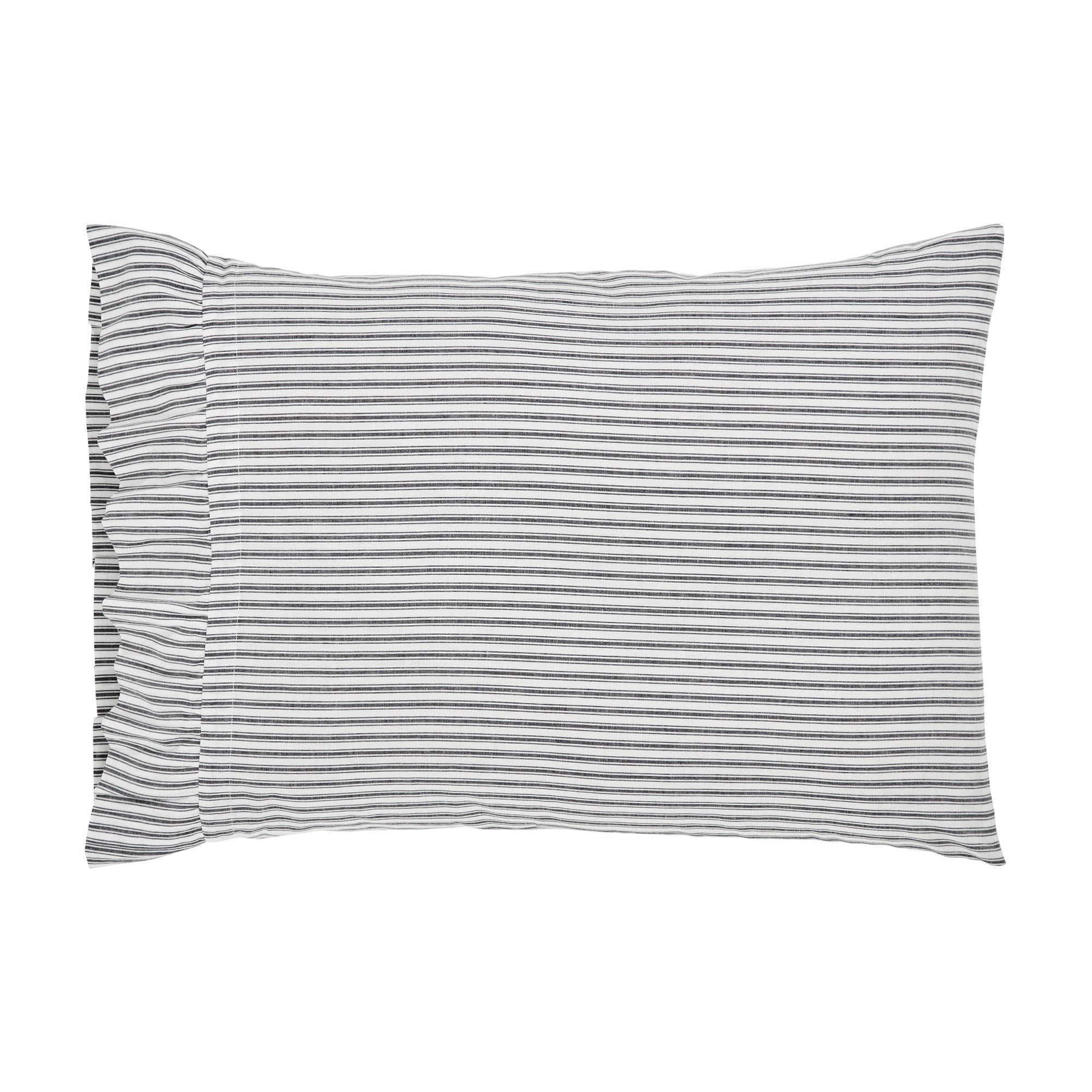 Sawyer Mill Black Ruffled Ticking Stripe Standard Pillow Case Set of 2 VHC Brands