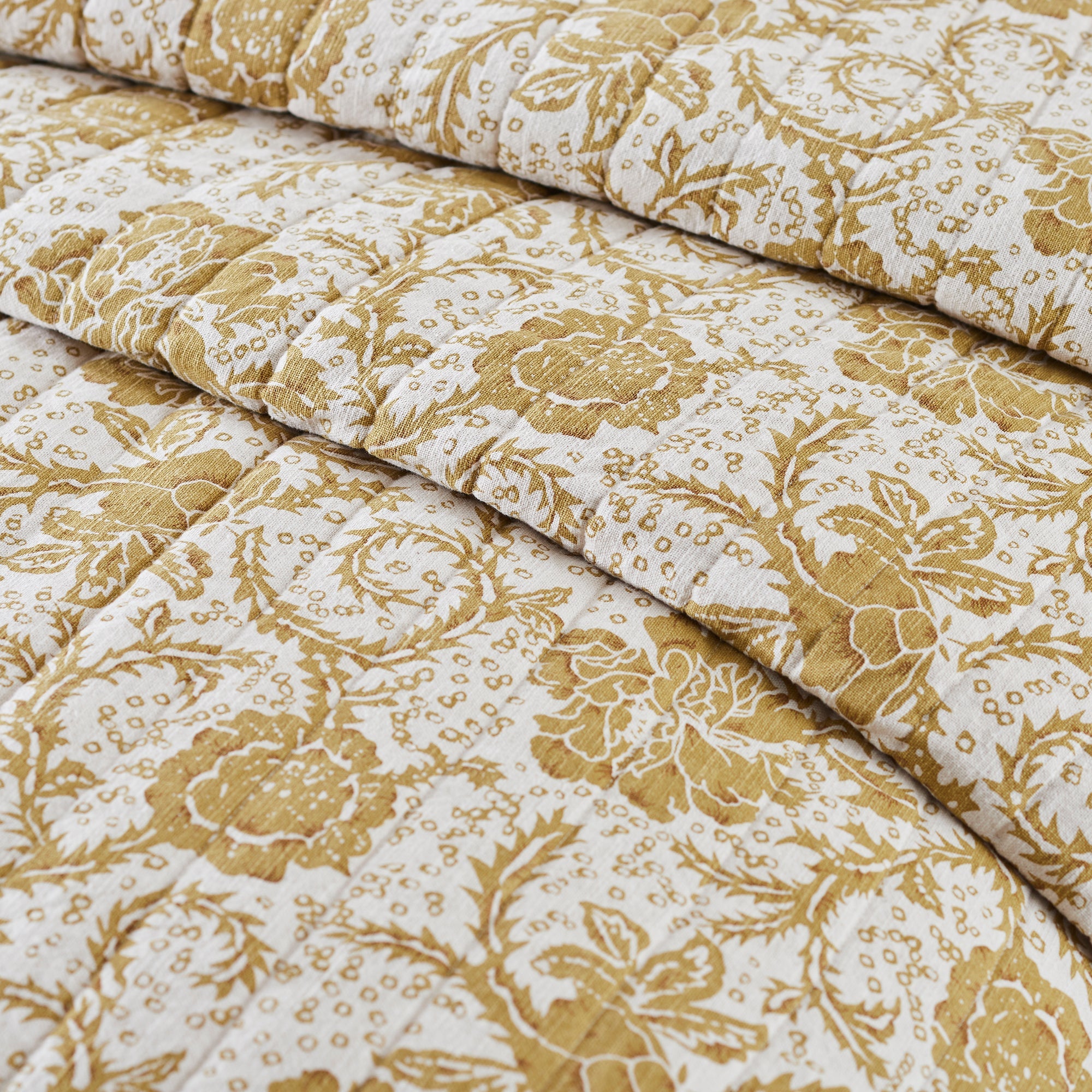 Dorset Gold Floral Luxury King Quilt 120WX105L VHC Brands