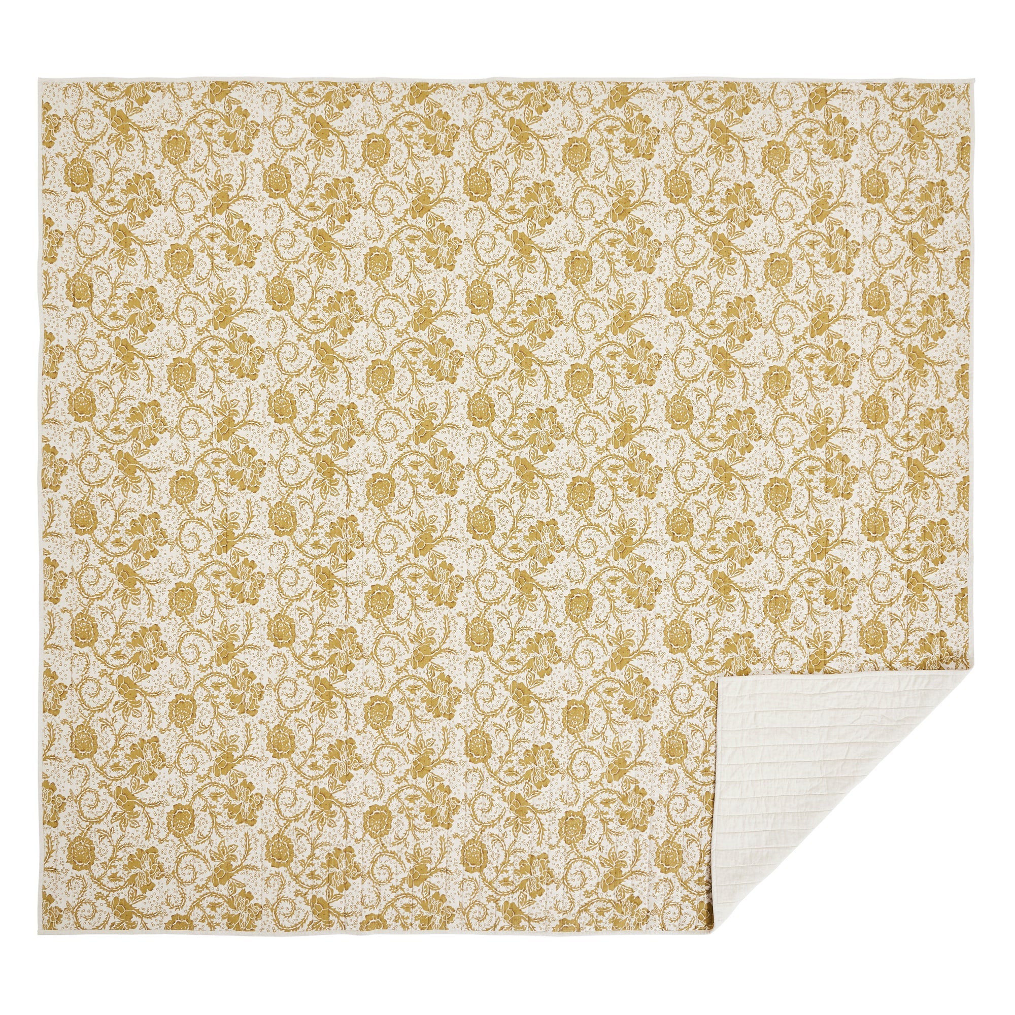 Dorset Gold Floral King Quilt 105Wx95L VHC Brands