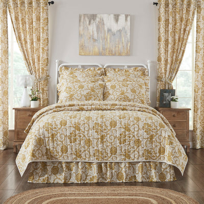 Dorset Gold Floral Twin Quilt 68Wx86L VHC Brands