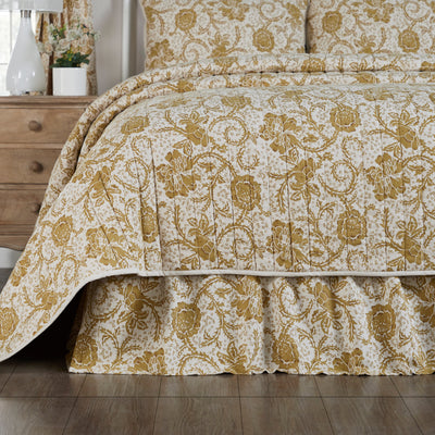 Dorset Gold Floral Twin Bed Skirt 39x76x16 VHC Brands