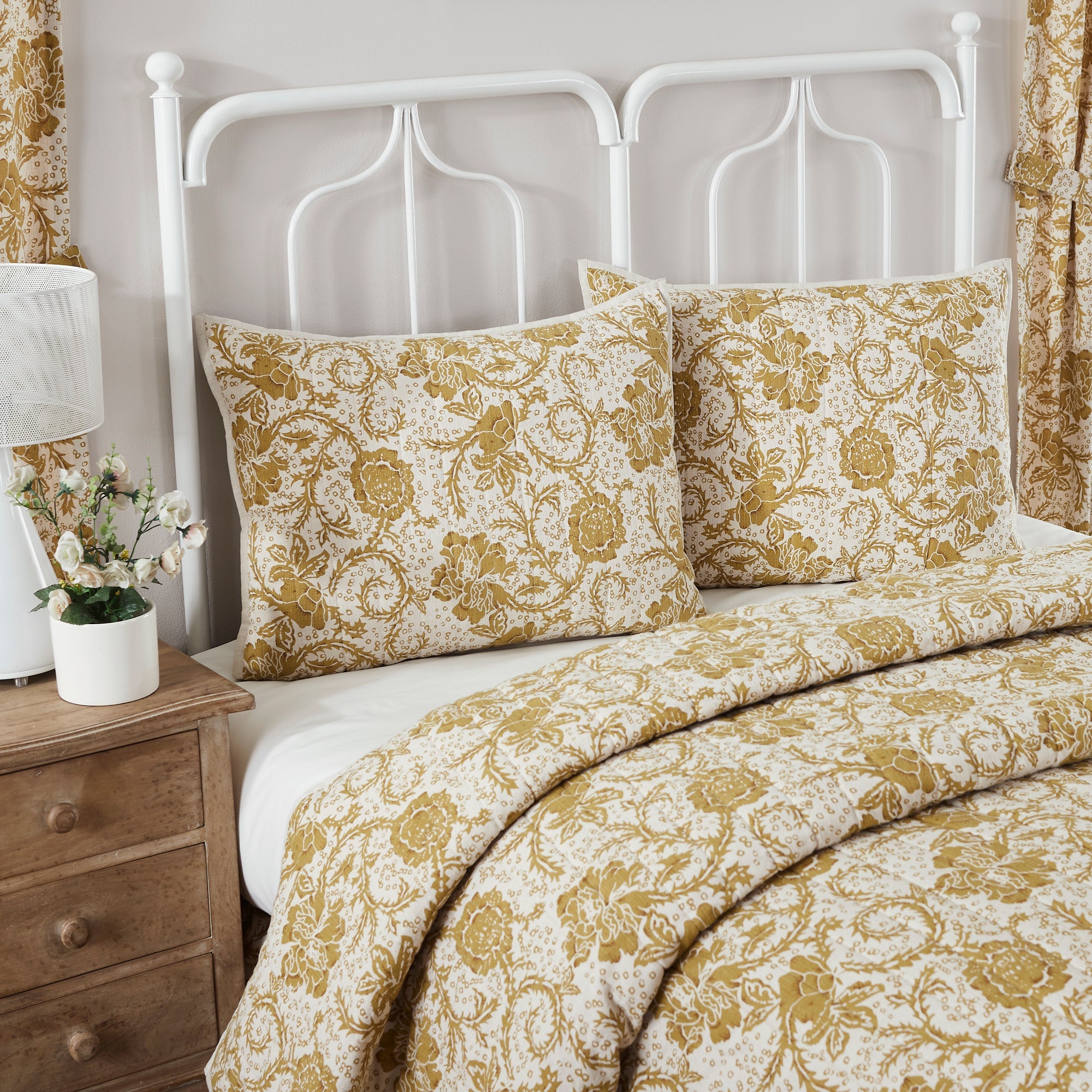 Dorset Gold Floral Standard Sham 21x27 VHC Brands