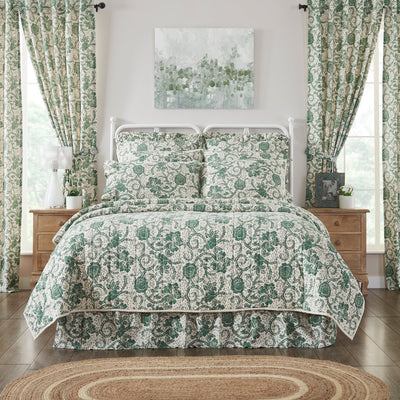 Dorset Green Floral Luxury King Quilt 120WX105L VHC Brands