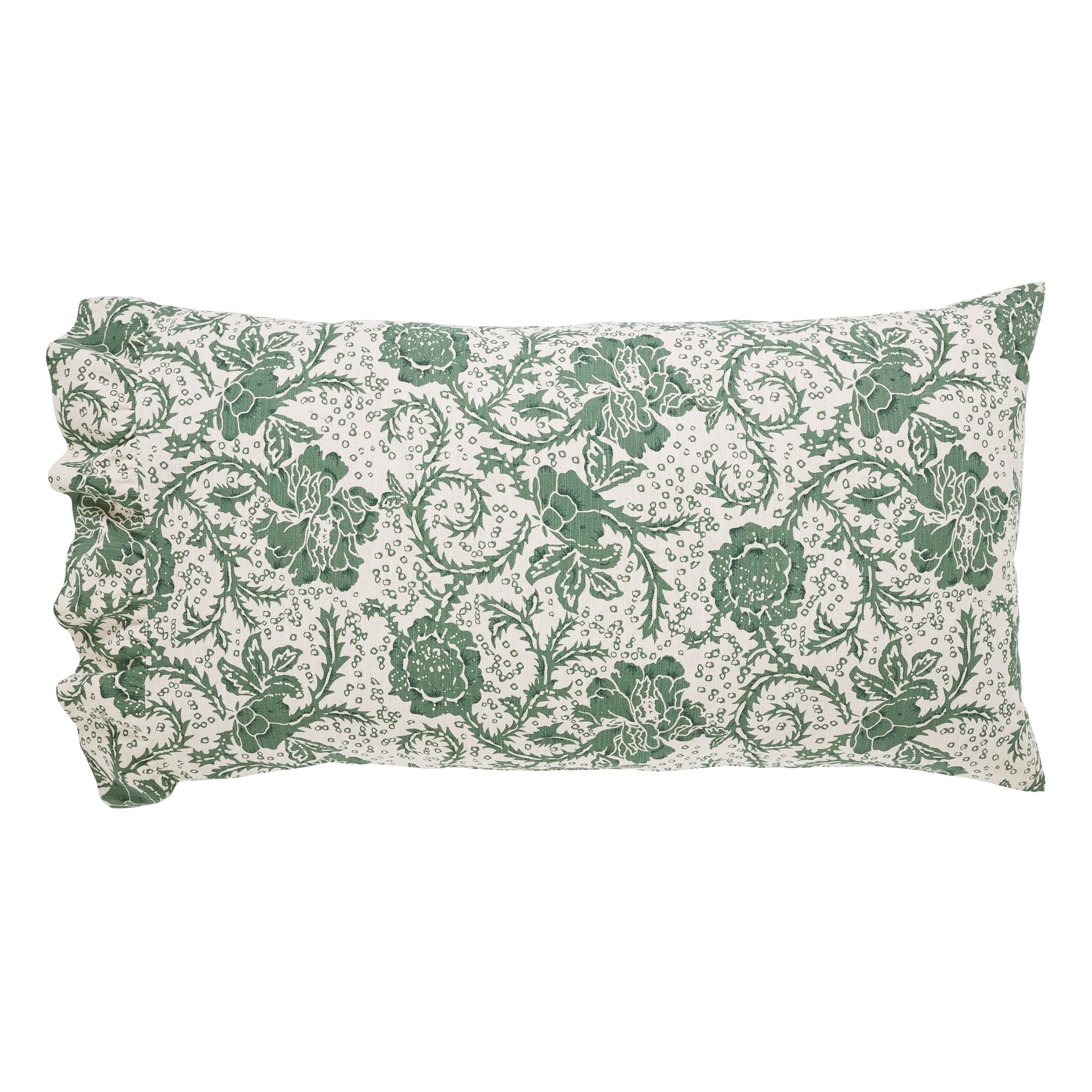 Dorset Green Floral Ruffled King Pillow Case Set of 2 21x36+4 VHC Brands