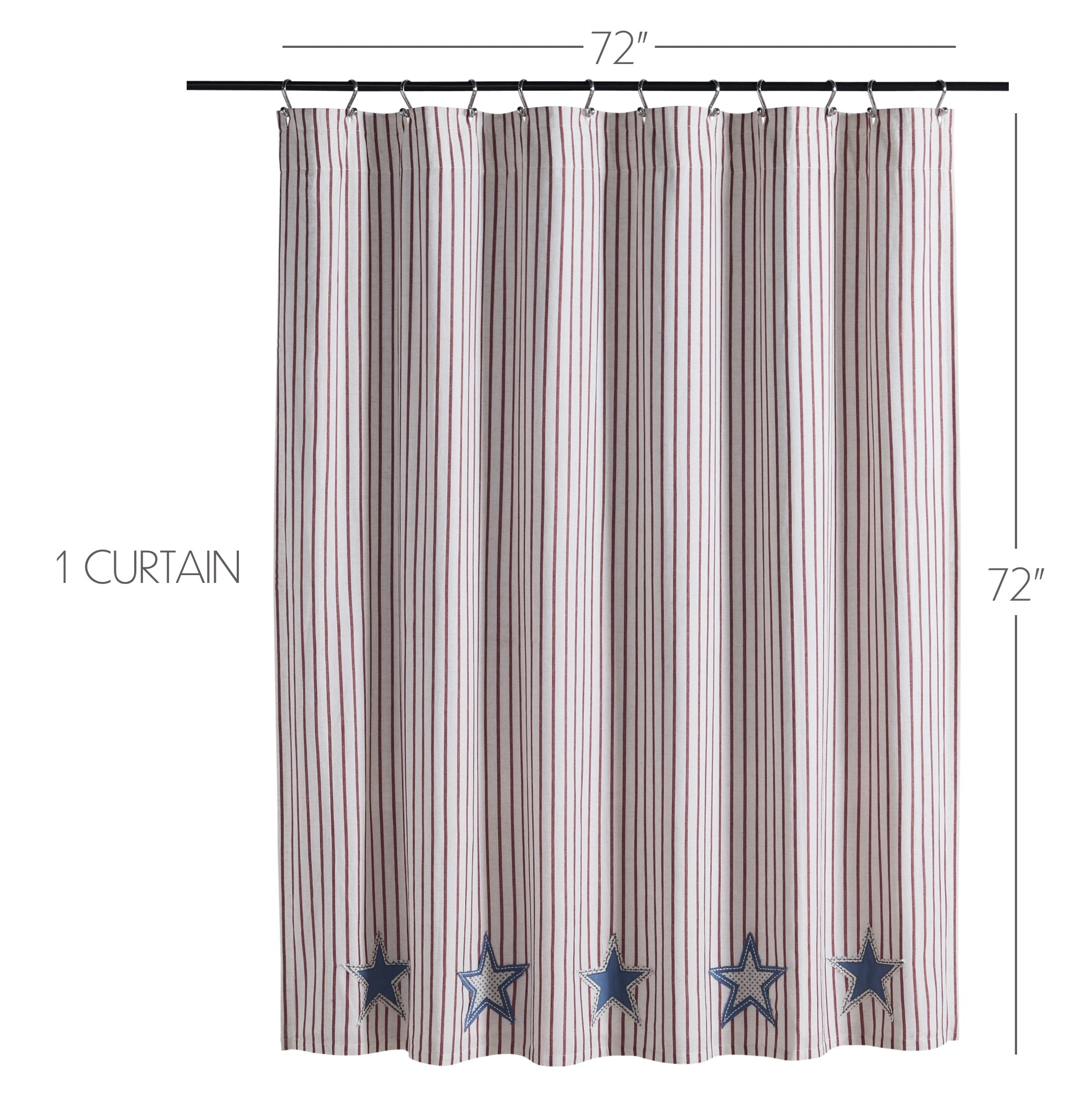 Celebration Applique Star Shower Curtain 72"x72" VHC Brands