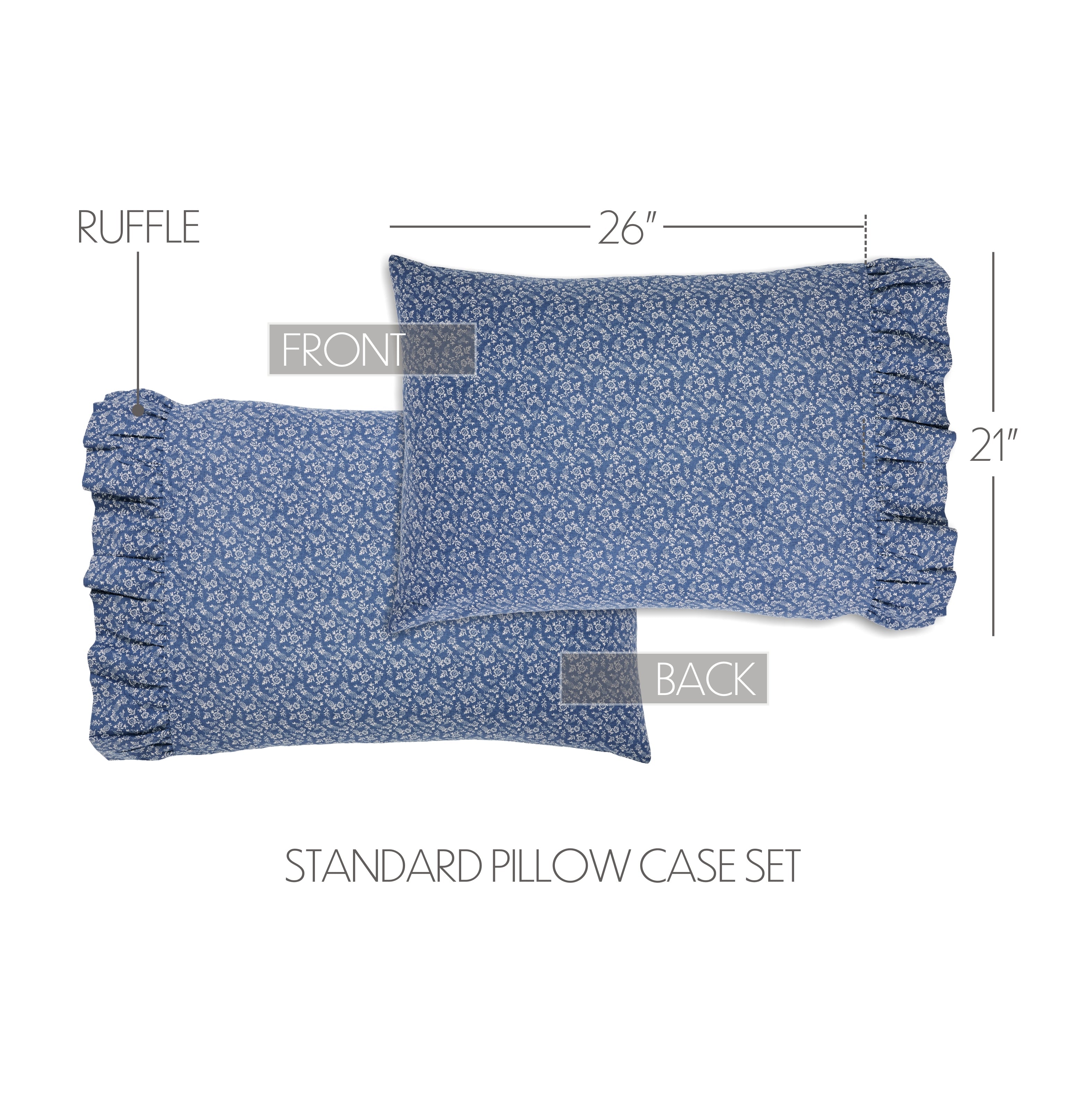 Celebration Ruffled Standard Pillow Case Set of 2 21x26+4 VHC Brands
