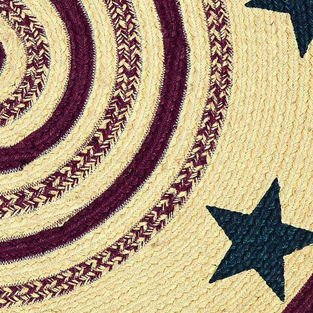 Potomac Jute Braided Rug Round 3ft Stencil Stars with Rug Pad VHC Brands - The Fox Decor