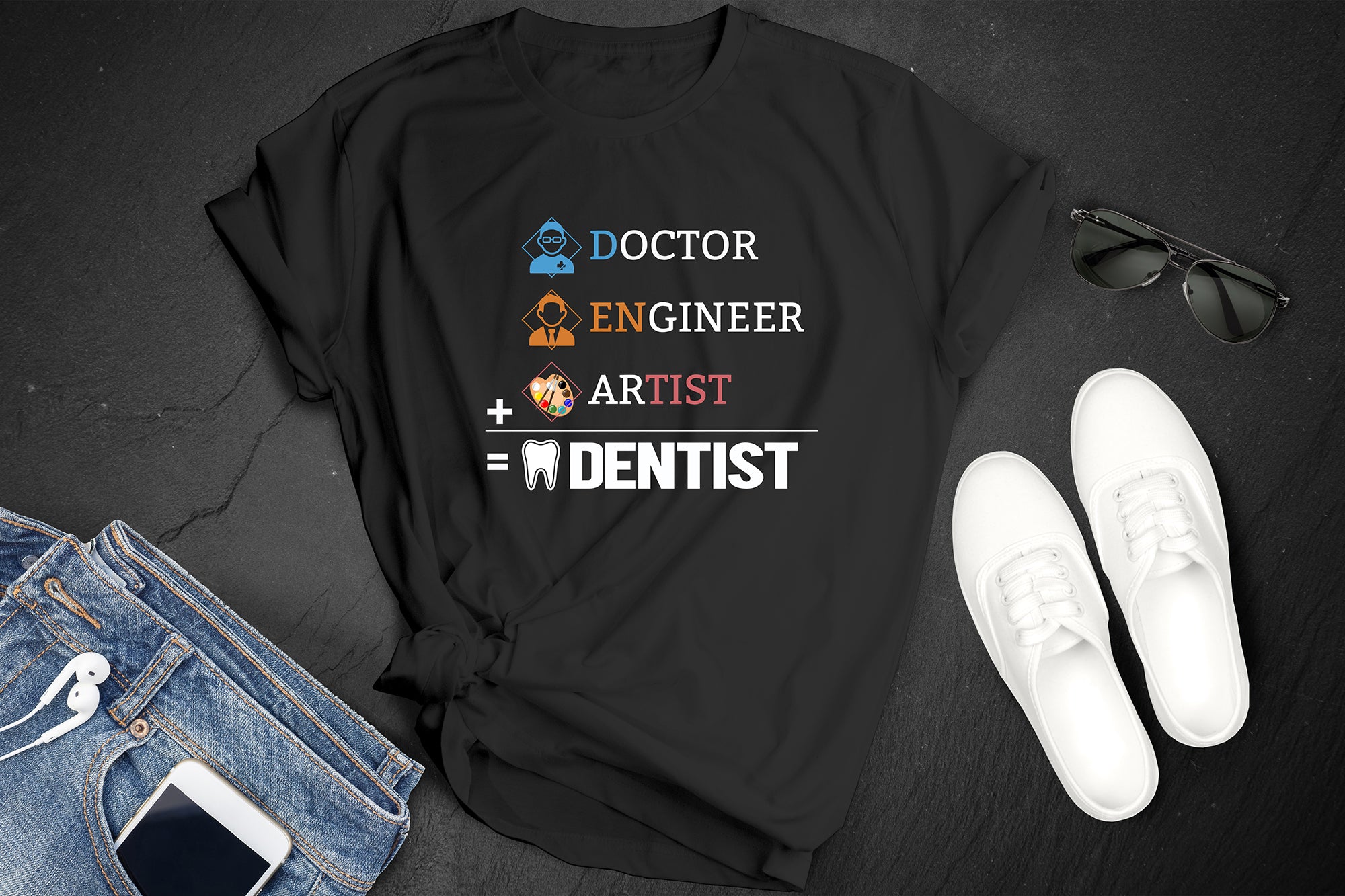 Doctor + Engineer + Artist = Dentist Funny Dentist T-Shirt