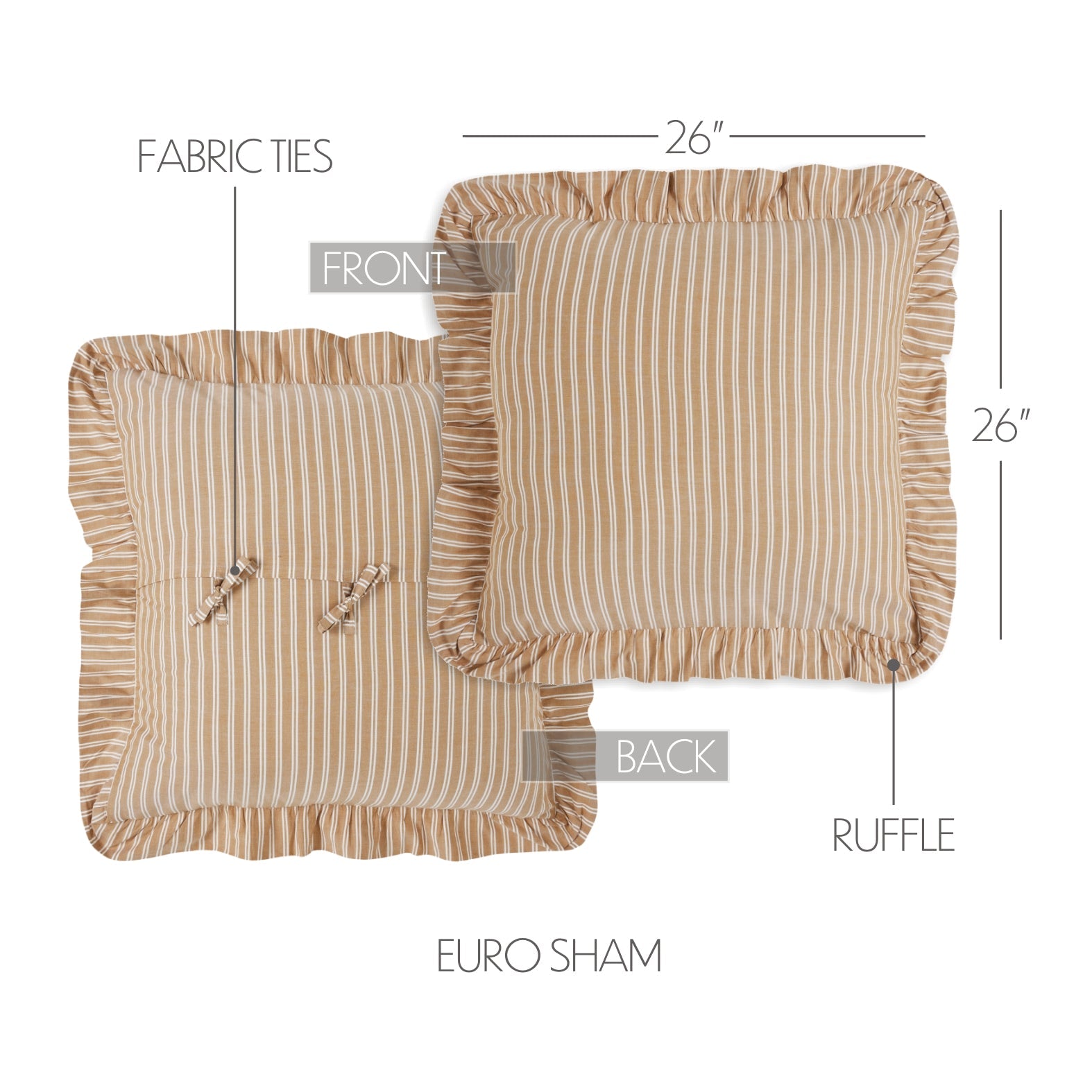 Dorset Fabric Euro Sham 26x26 VHC Brands