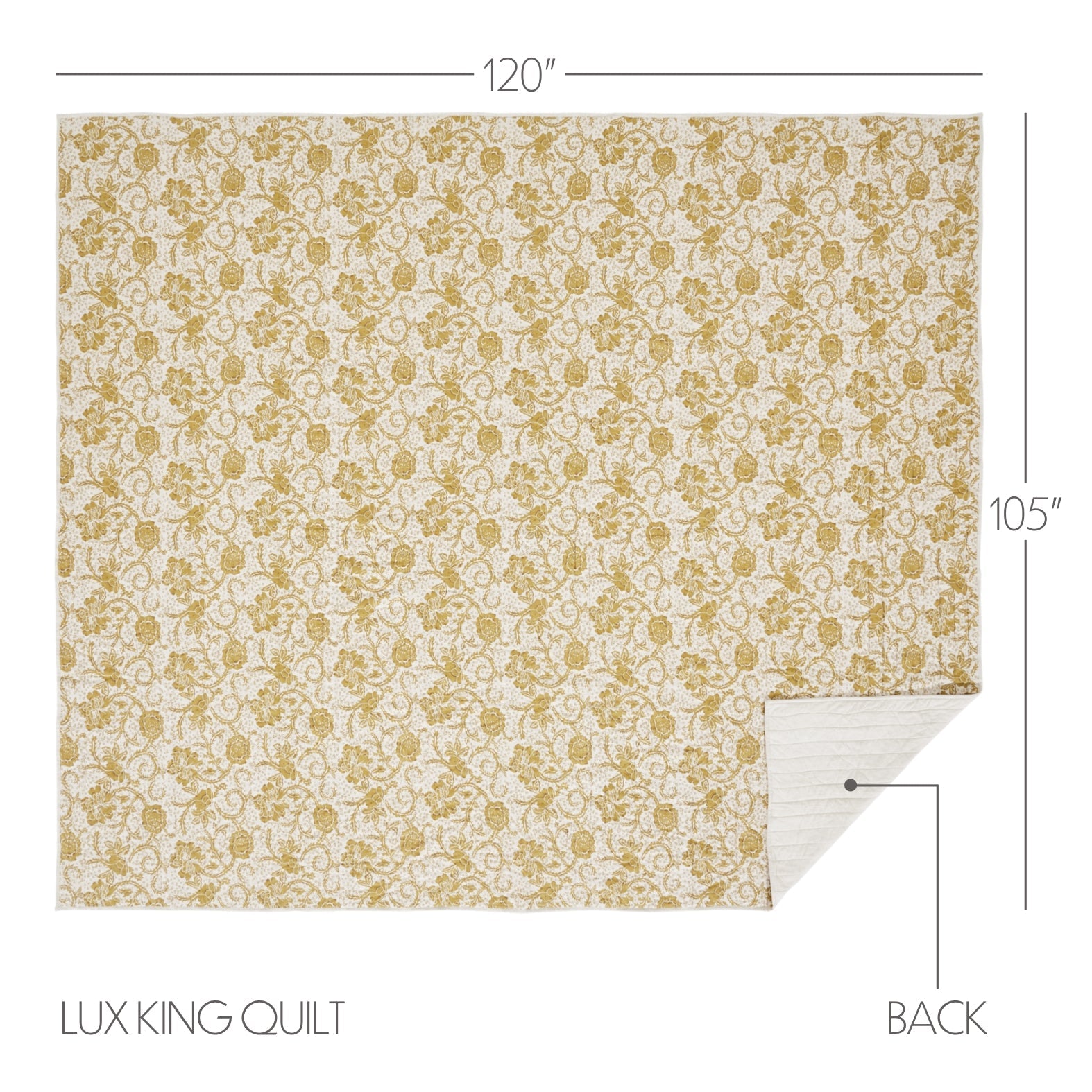 Dorset Gold Floral Luxury King Quilt 120WX105L VHC Brands