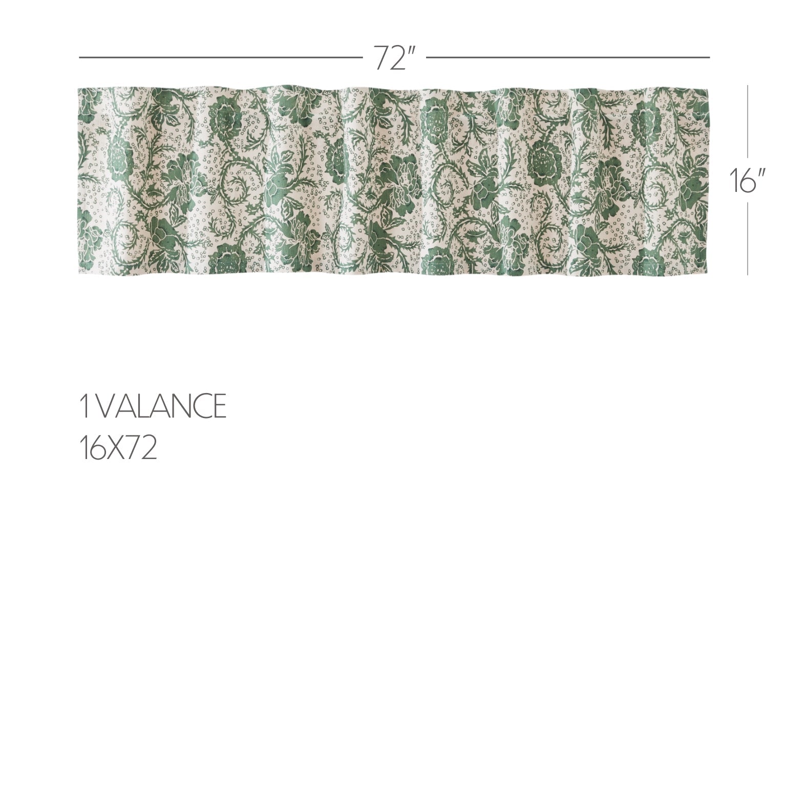 Dorset Green Floral Valance Curtain 16x72 VHC Brands