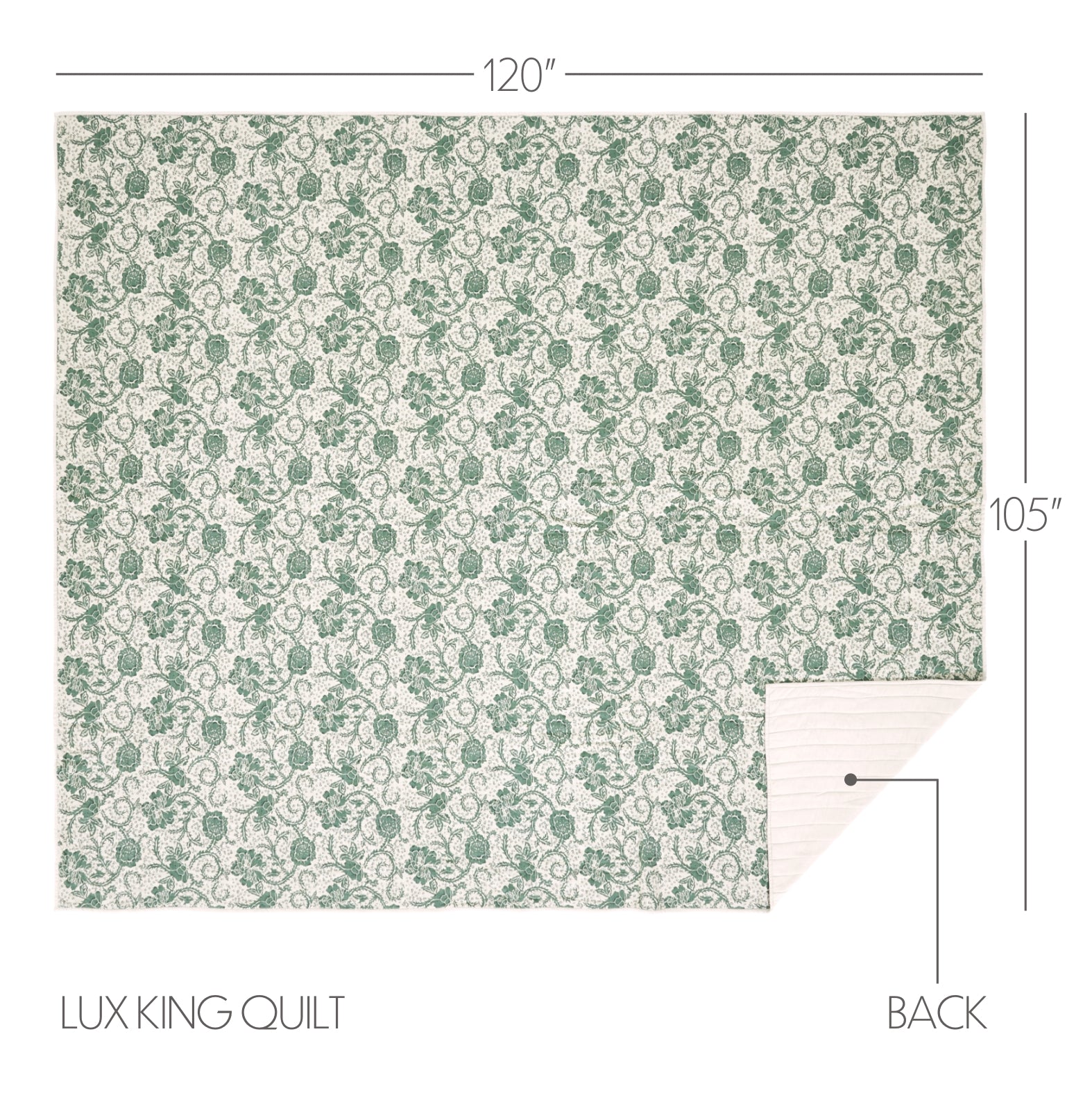Dorset Green Floral Luxury King Quilt 120WX105L VHC Brands