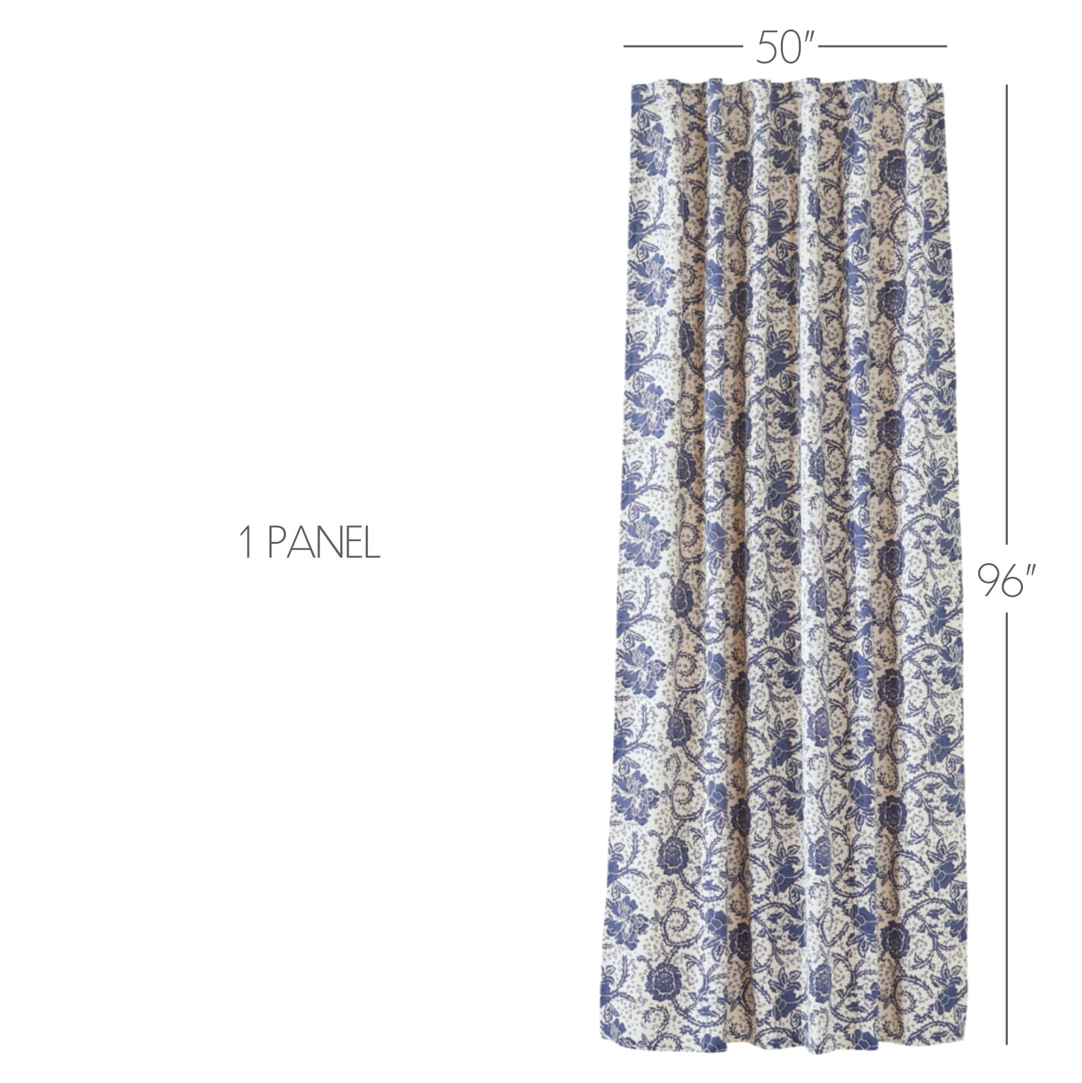 Dorset Navy Floral Panel Curtain 96x50 VHC Brands