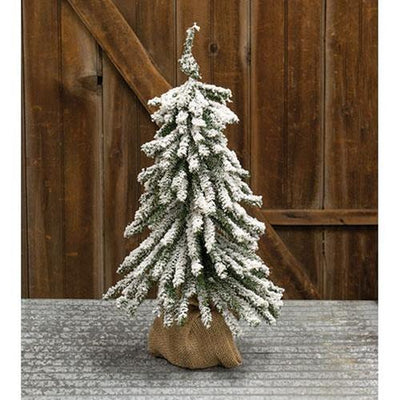 Flocked Mini Downswept Tree With Burlap Base, 24