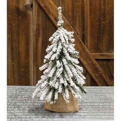 Flocked Mini Downswept Tree With Burlap Base, 18