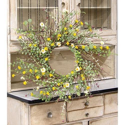 Yellow Wildflowers Wreath, 22" - The Fox Decor