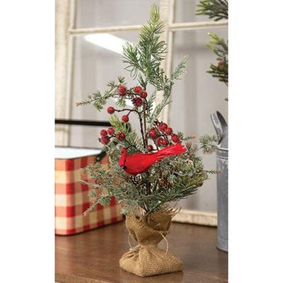 Mountain Berry Pine Tree w/Cardinal