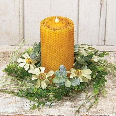 Rustic White Daisy Candle Ring, 4.5