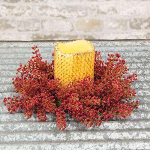 Bursting Astilbe Candle Ring, 3.5", Sangria - The Fox Decor