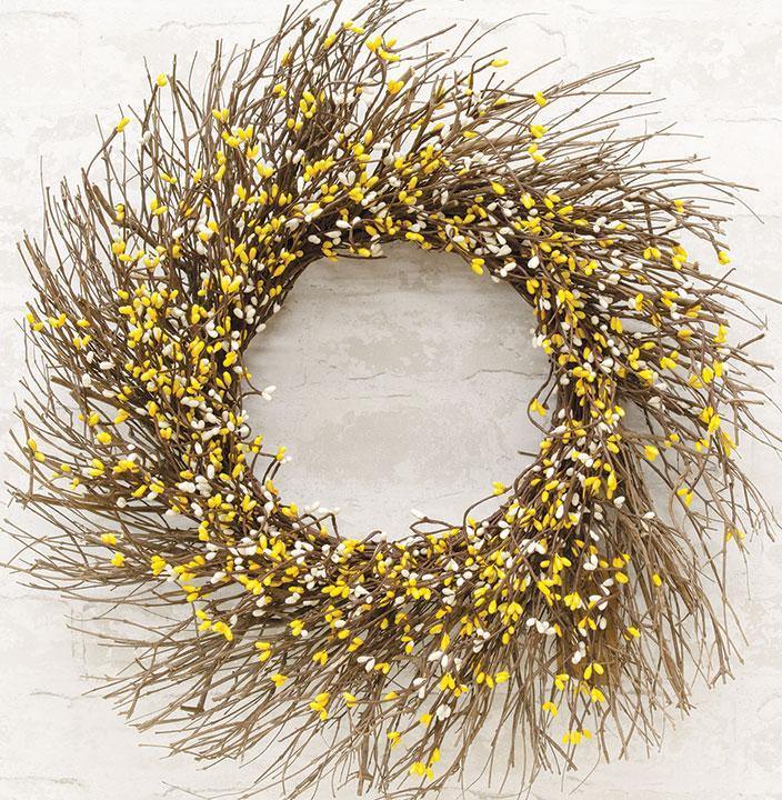 Yellow & Cream Pip Twig Wreath, 22" - The Fox Decor