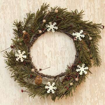Pine & Snowflakes Wreath - 12" - The Fox Decor