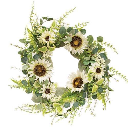 Mixed Cream Sunflower Wreath, 22" - The Fox Decor