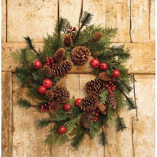 Jingle Pine Wreath, 22" Christmas Decor - The Fox Decor