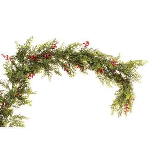 Red Cedar With Berries Garland, 6ft - The Fox Decor
