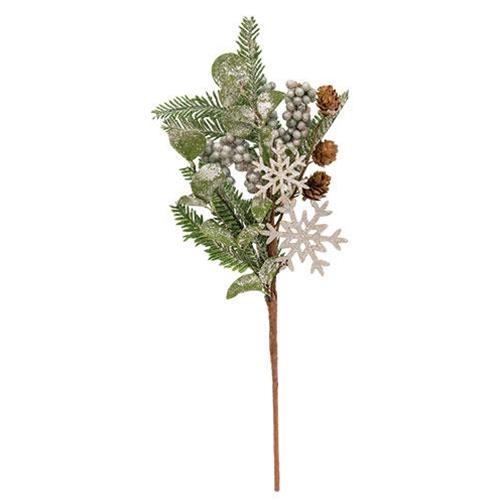 Frosted Fir Berry & Snowflake Pick, 18"