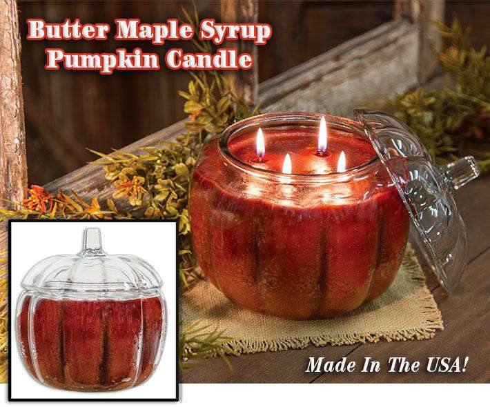 Buttered Maple Syrup Pumpkin Jar Candle - The Fox Decor