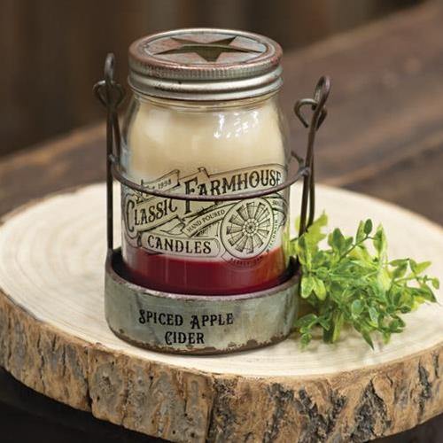 Spiced Apple Cider 3 Layer Jar Candle w/Tin Holder, 14oz - The Fox Decor