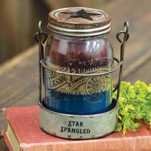 Star Spangled 3 Layer Jar Candle w/Tin Holder, 14oz - The Fox Decor
