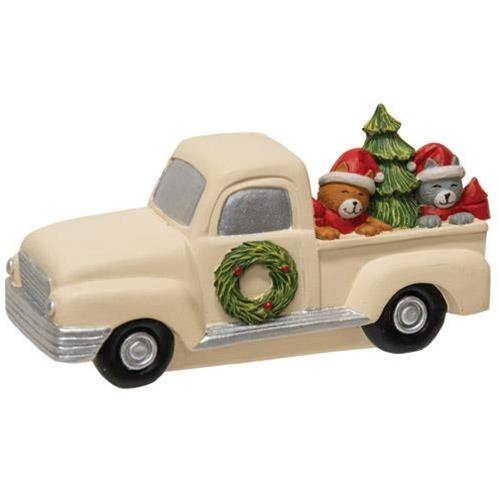 Resin Christmas Truck With Cats - The Fox Decor