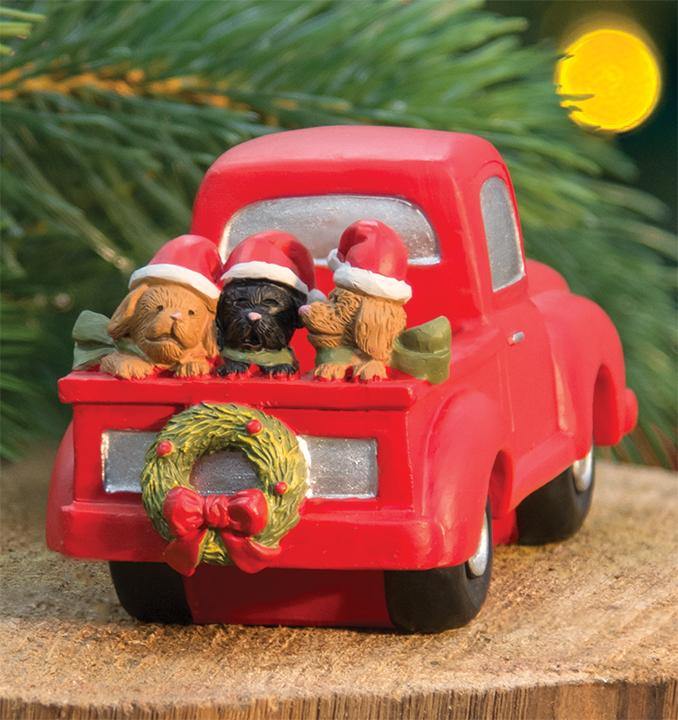 Resin Christmas Truck With Dogs - The Fox Decor
